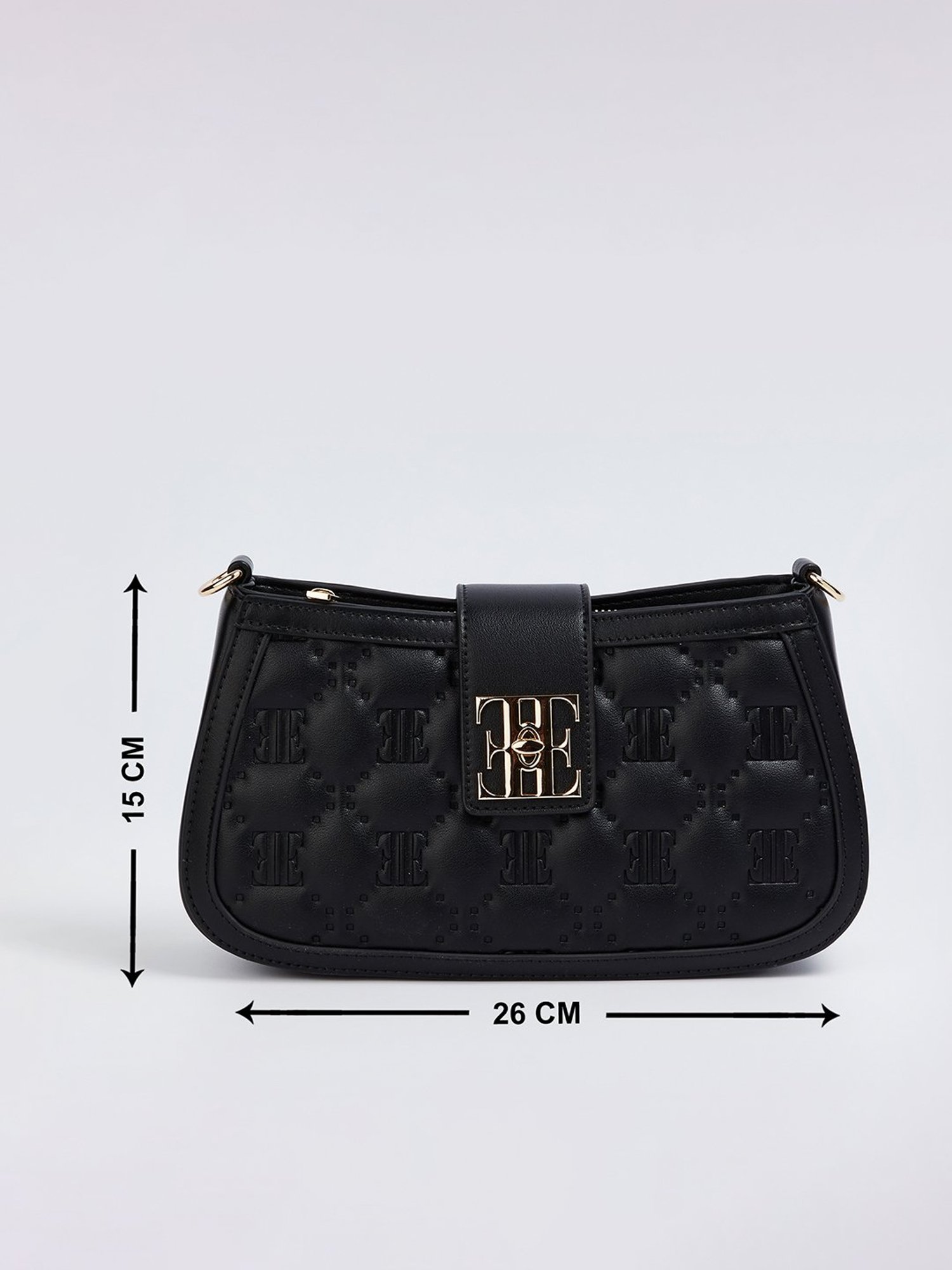 Elle Black Textured Sling Handbag