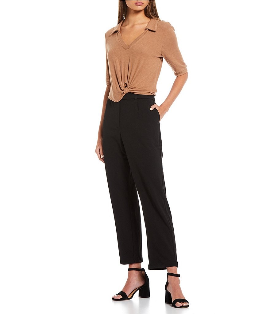 June & Hudson Twist Front Short Sleeve Top