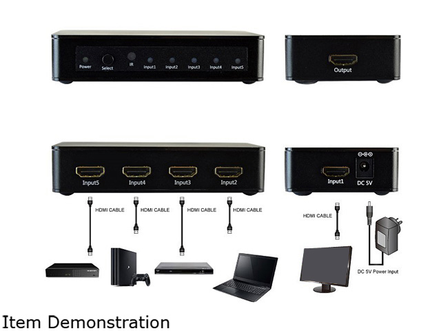 XtremPro 61033 4K2K 4x1 HDMI Switcher w/ Picture-in-Picture (PiP), Wireless Remote Control, Supports Full HD 720p,1080i, 1080p, 3D, 4K2K, for HDTV, Blue-ray, Xbox, PC, Theater Systems etc. - Black