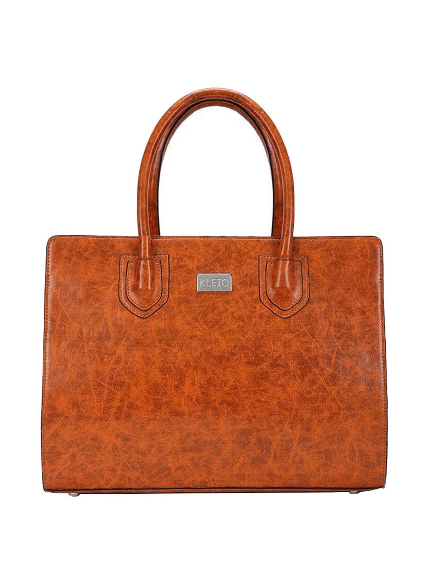 KLEIO Orange Solid Medium Tote Handbag
