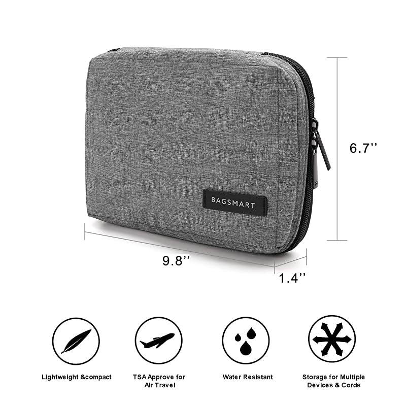 Electronic Organizer Small Travel Cable Organizer Bag for Hard Drives Cables USB SD Card Grey