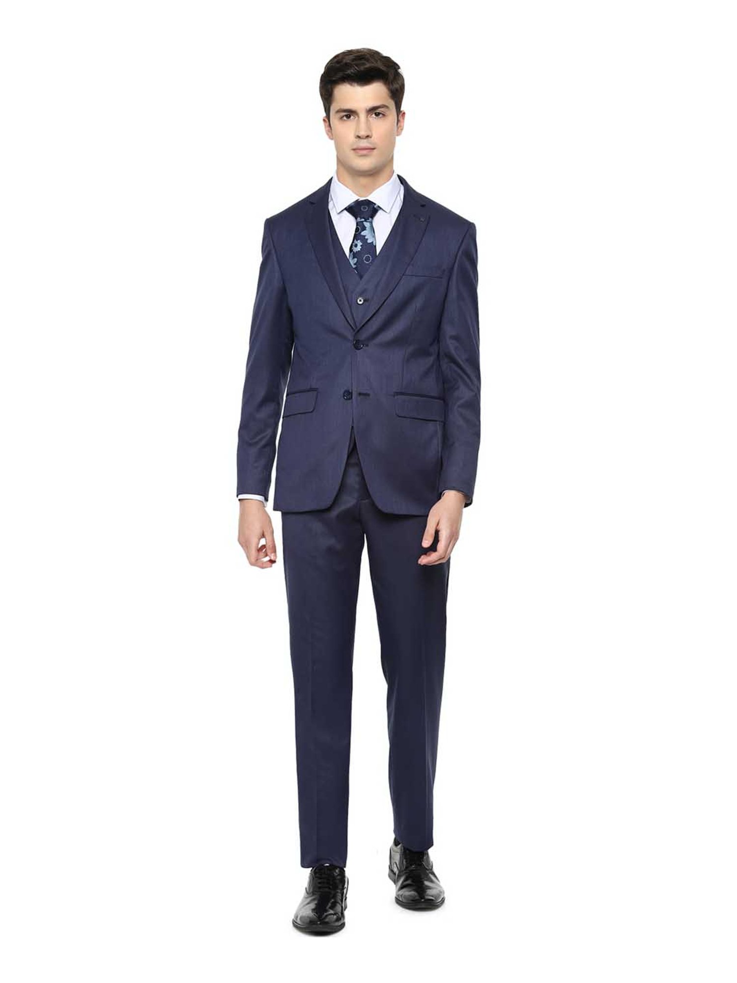 Louis Philippe Navy Solid Three Piece Suit