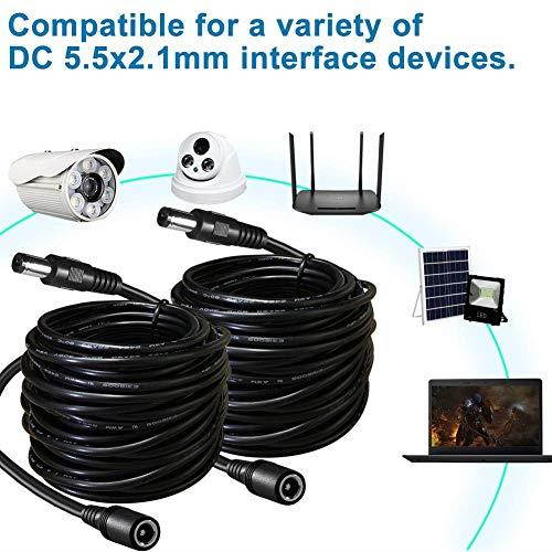 x 21mm Extension Cord 20FT DC 12v Power Supply Adapter for CCTV Security Camera Surveillance Indoor Wireless IP Camera Dvr Standalone LED Strip Car 12 Volt Male to Female Plug Cable 2 Pack