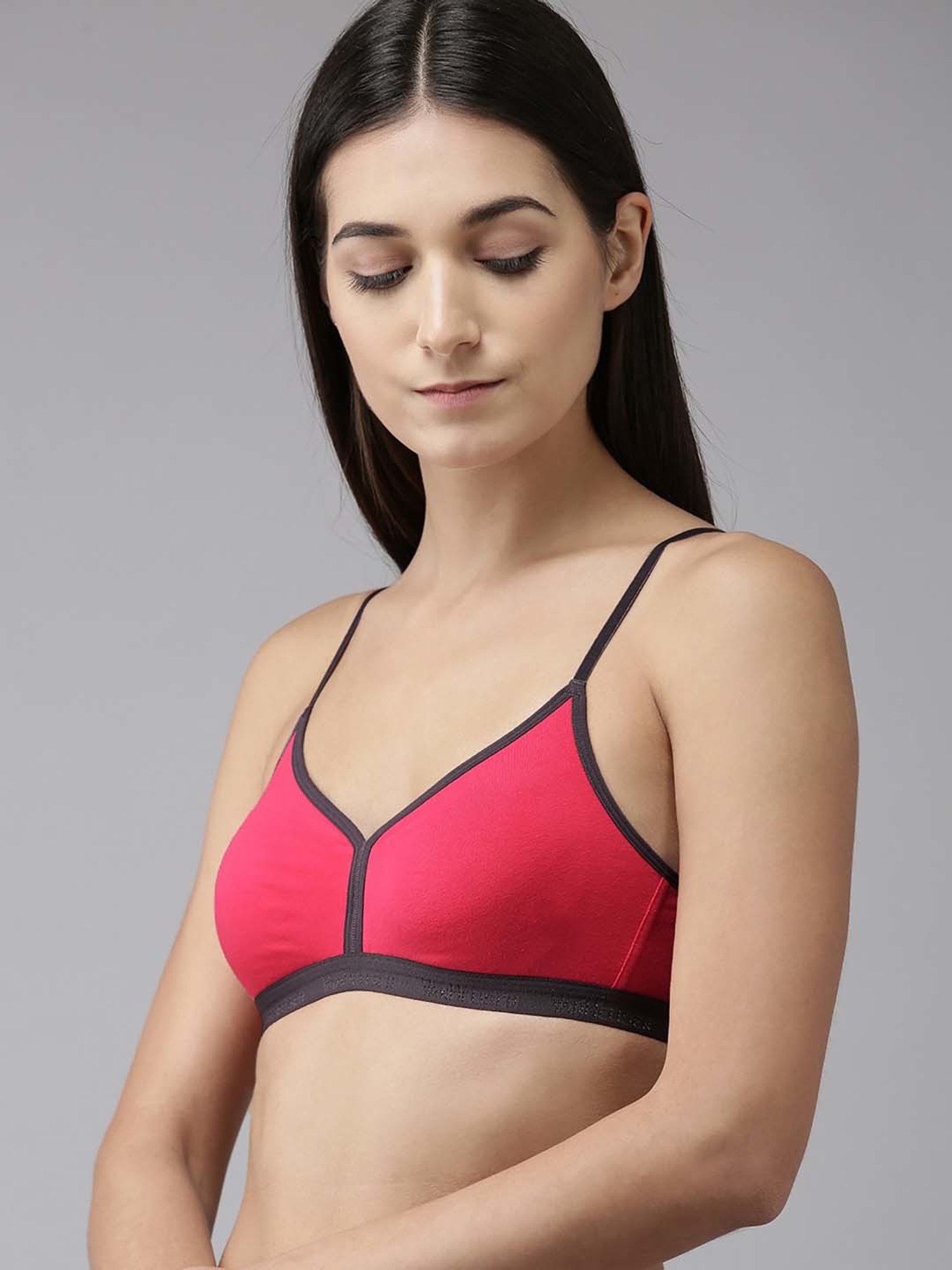 AROUSY Pink & Maroon Cotton T-Shirt Bra - Pack Of 2