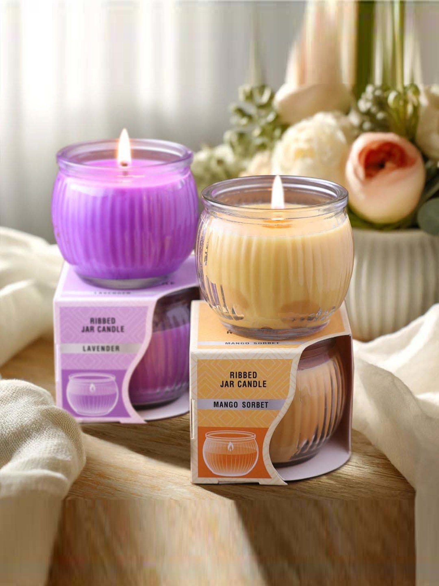 IRIS Multicolour Home Fragrances Mango Sorbet And Lavender Swirl Jar Candles - Set of 2