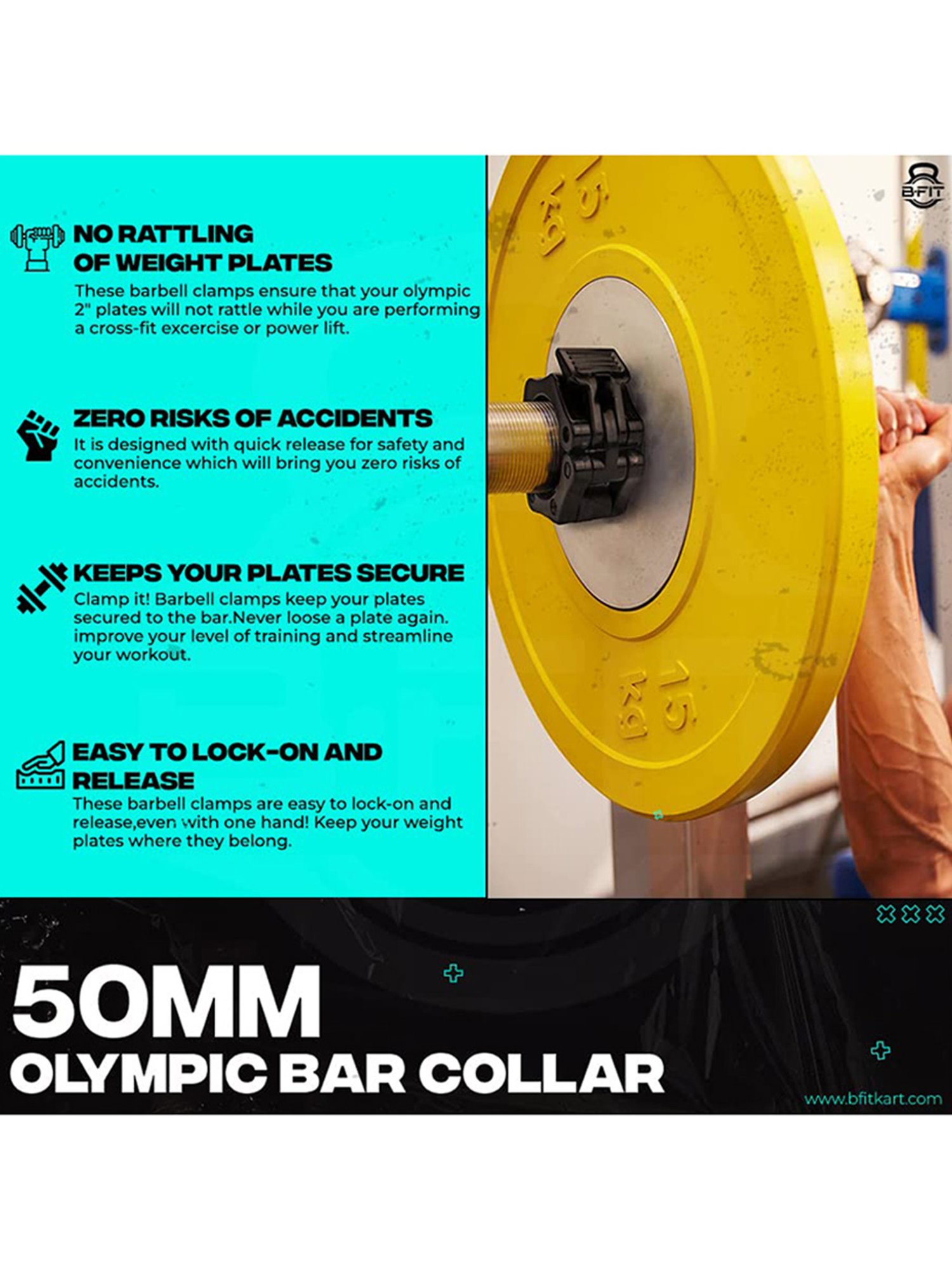 B Fit Quick Release Secure Clamps size 50 mm (Black)