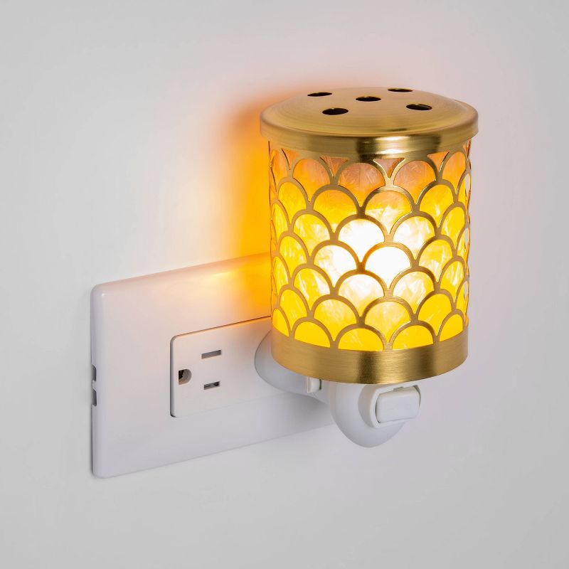 5.2" x 4.2" Scallop Capiz and Glass Plug-In Scent Warmer Gold - Opalhouse™