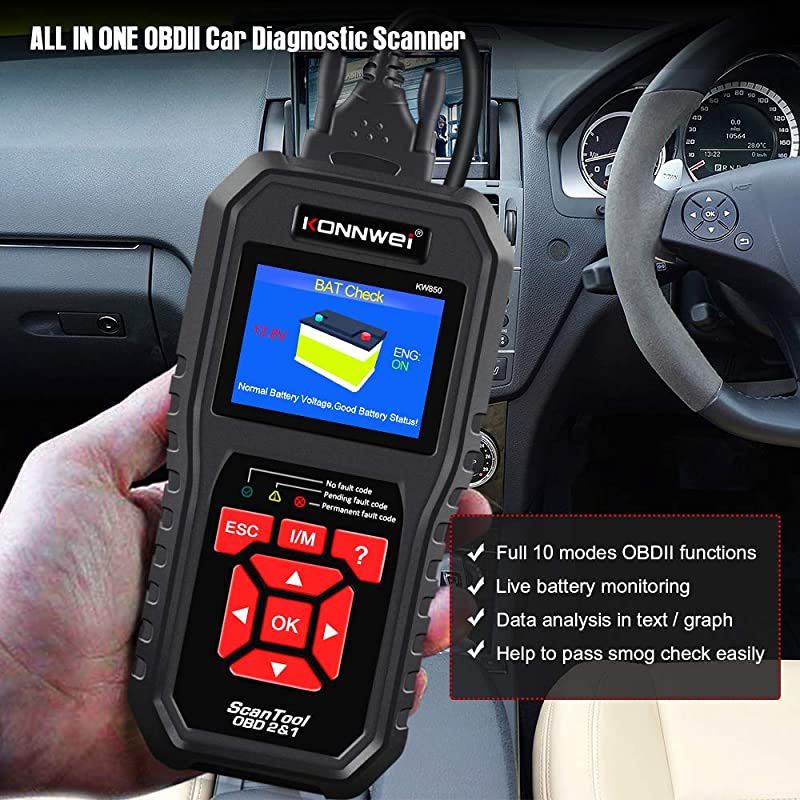 OBD2 Scanner Professional OBD II Auto Fault Code Reader Automotive Check Engine Light Diagnostic EOBD Scan Tool for All OBDII Protocol Cars Since 1996 Enhanced KW850