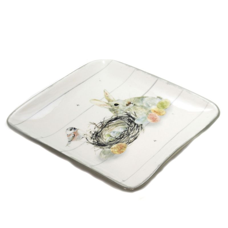 Tabletop 8.75" Farmhouse Spring Salad Plates Rabbit Bunny Easter Eggs Park Designs  -  Dining Plates