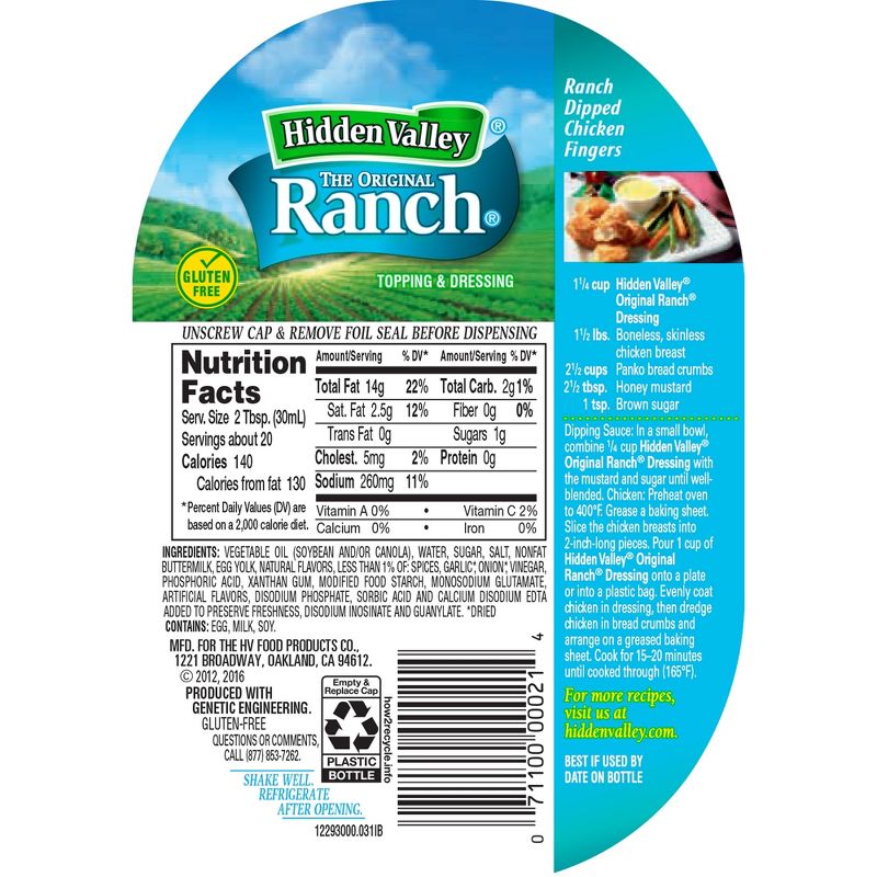 Hidden Valley Easy Squeeze Original Ranch Salad Dressing & Topping, Gluten Free, Keto-Friendly - 20fl oz