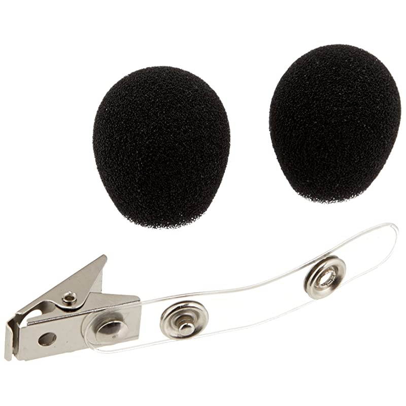 RK318WS Black Foam Windscreens and Clothing Clip for All WH10 WH20 Headworn Microphones Set of 2