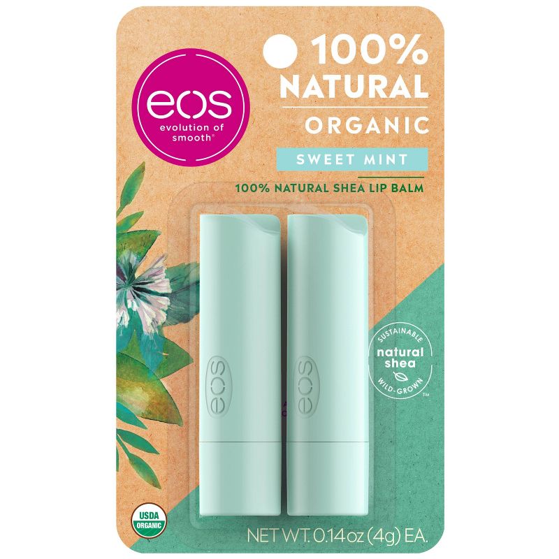 eos Natural & Organic Lip Balm Stick - Sweet Mint - 2pk/0.28oz