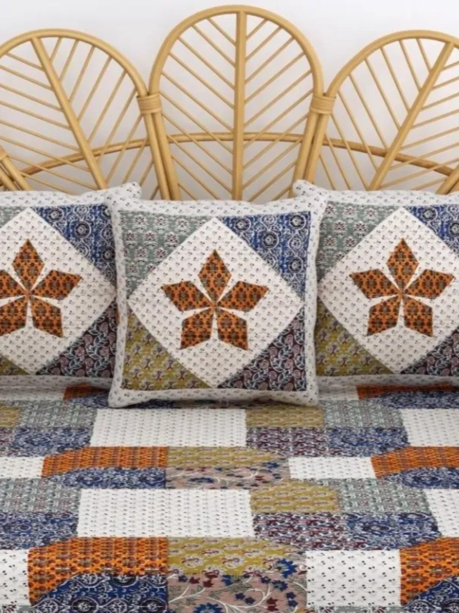 Maspar Blue Cotton 200 TC Reversible Duvet Cover Set