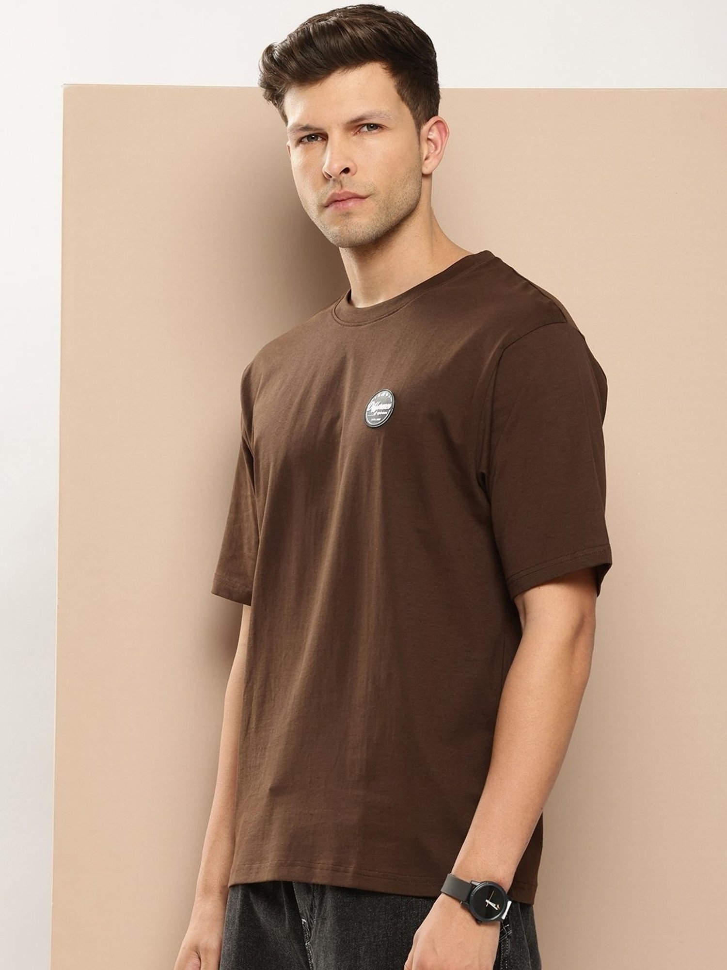 Difference Of Opinion Brown Loose Fit Printed T-Shirt
