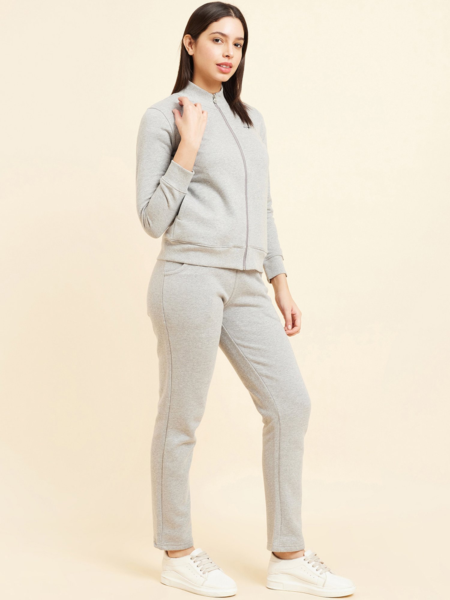 Sweet Dreams Grey Regular Fit Sports Jacket Track Pants Set