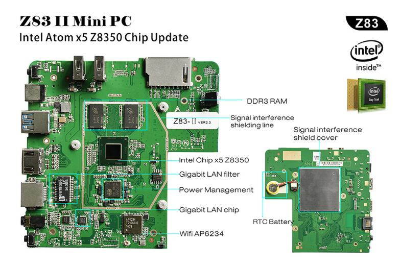 Zero Z83II Windows 10 2.4G+5.8G dual frequency Wifi mini office PC desktop host computer