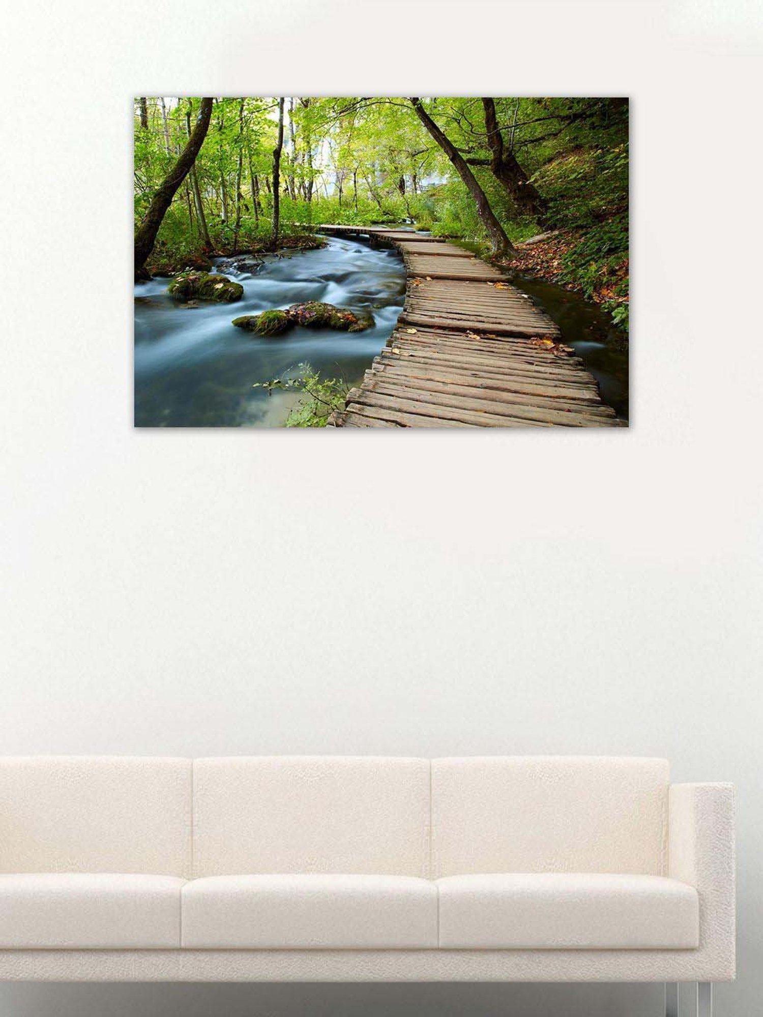 999store Green & Brown Boardwalk In The Park Canvas Painting