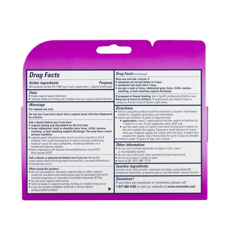 MONISTAT 7-Dose Yeast Infection Treatment, 7 Disposable Applicators & 1 Cream Tube