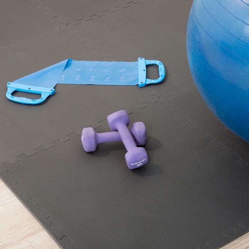 Stalwart 24"x24" 6pk Interlocking EVA Faux Leather Foam Floor Mats Gray