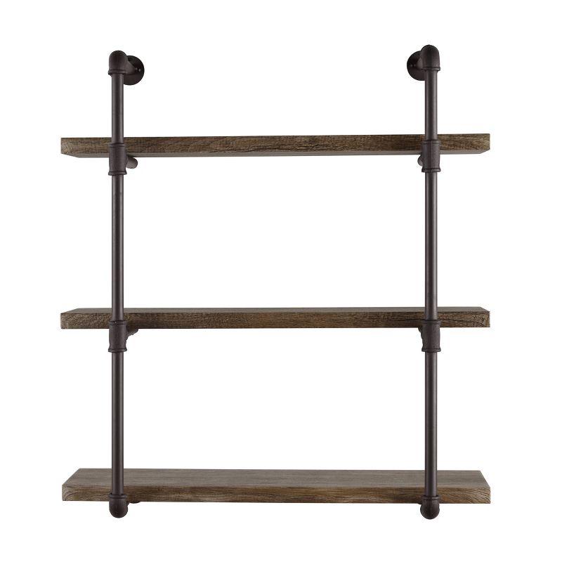 35" x 31.5" Three Tier Industrial Pipe Wall Shelf Natural - Danya B.