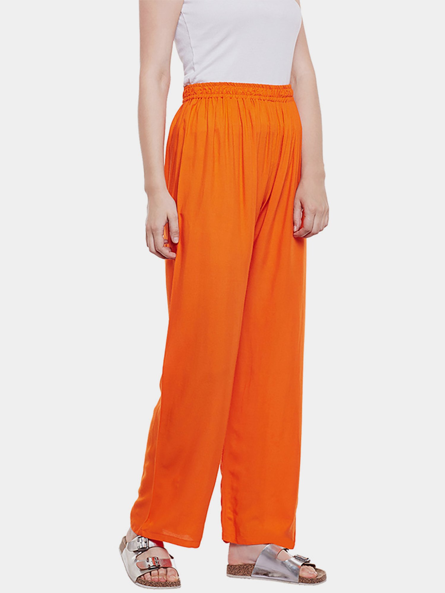 Castle Orange Straight Fit Palazzos