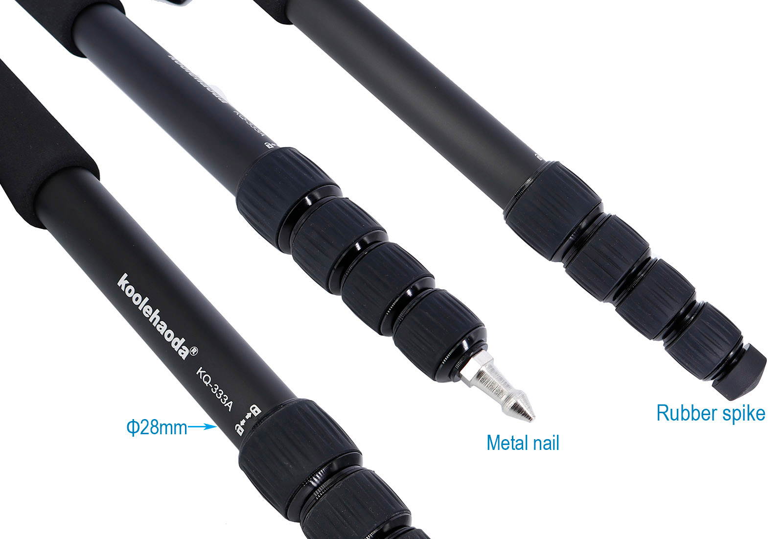 Koolehaoda Aluminum Camera Monopod & Alpenstock with Handle, 5-Legs Sections,12KG / 26.4 lbs Load Capacity.