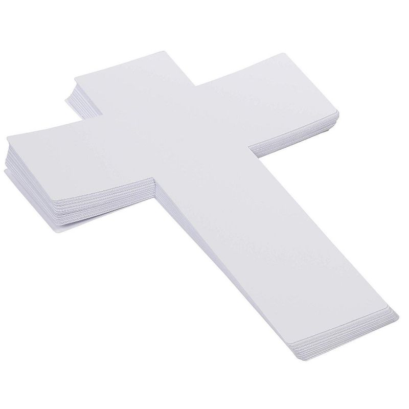 Genie Craft 36 Pack Paper Cross Cutouts for Arts and Crafts, Sunday School, White (16 x 12 In)