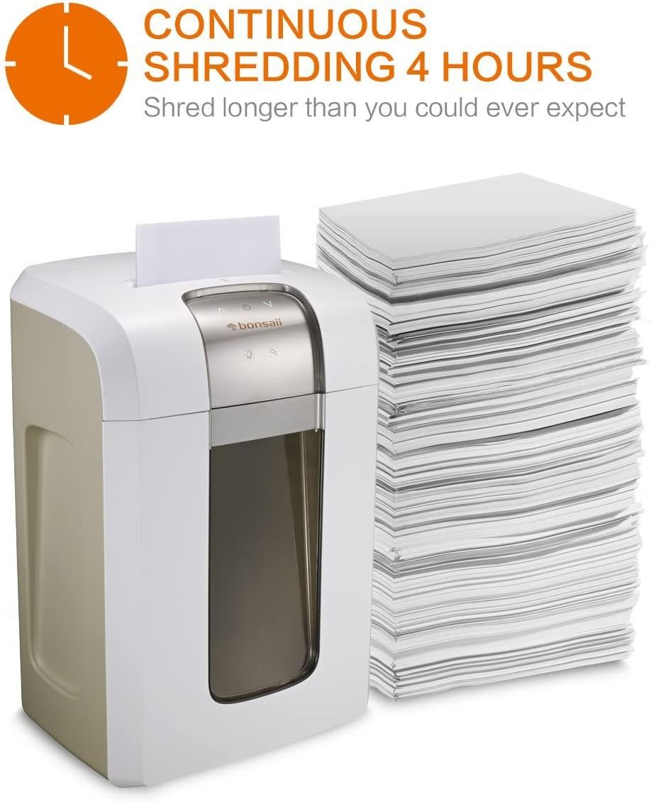 Bonsaii EverShred Pro 4S30 10-Sheet Micro-Cut Paper/CD/Credit Card Shredder, 240 Mintues Continuous Running, 10 Minutes Cooling Down, P-5 Security, Overload and Thermal Protection, with 4 Casters