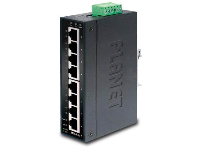 Planet IGS-801T 8-Port 10/100/1000Mbps Industrial Gigabit Ethernet Switch w/ Wide Operating Temperature