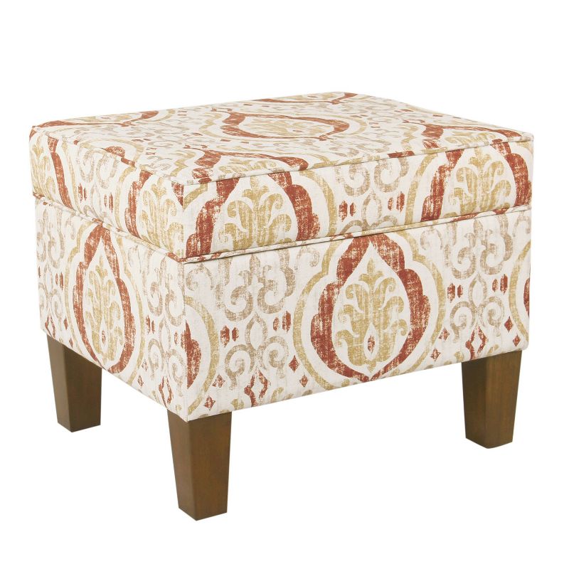 Square Storage Ottoman Burnt Orange/Cream Medallion - HomePop