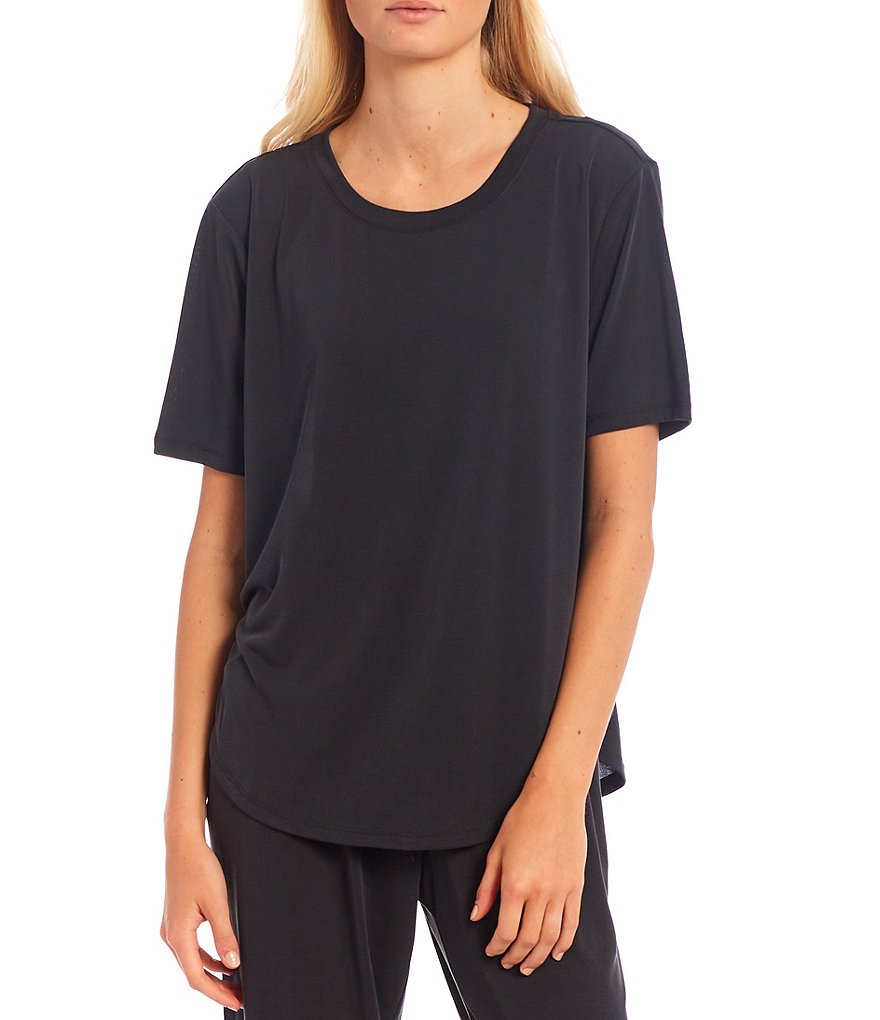 Nottibianche Easy Essentials Solid Jersey Knit Round Neck Short Sleeve Coordinating Sleep Top