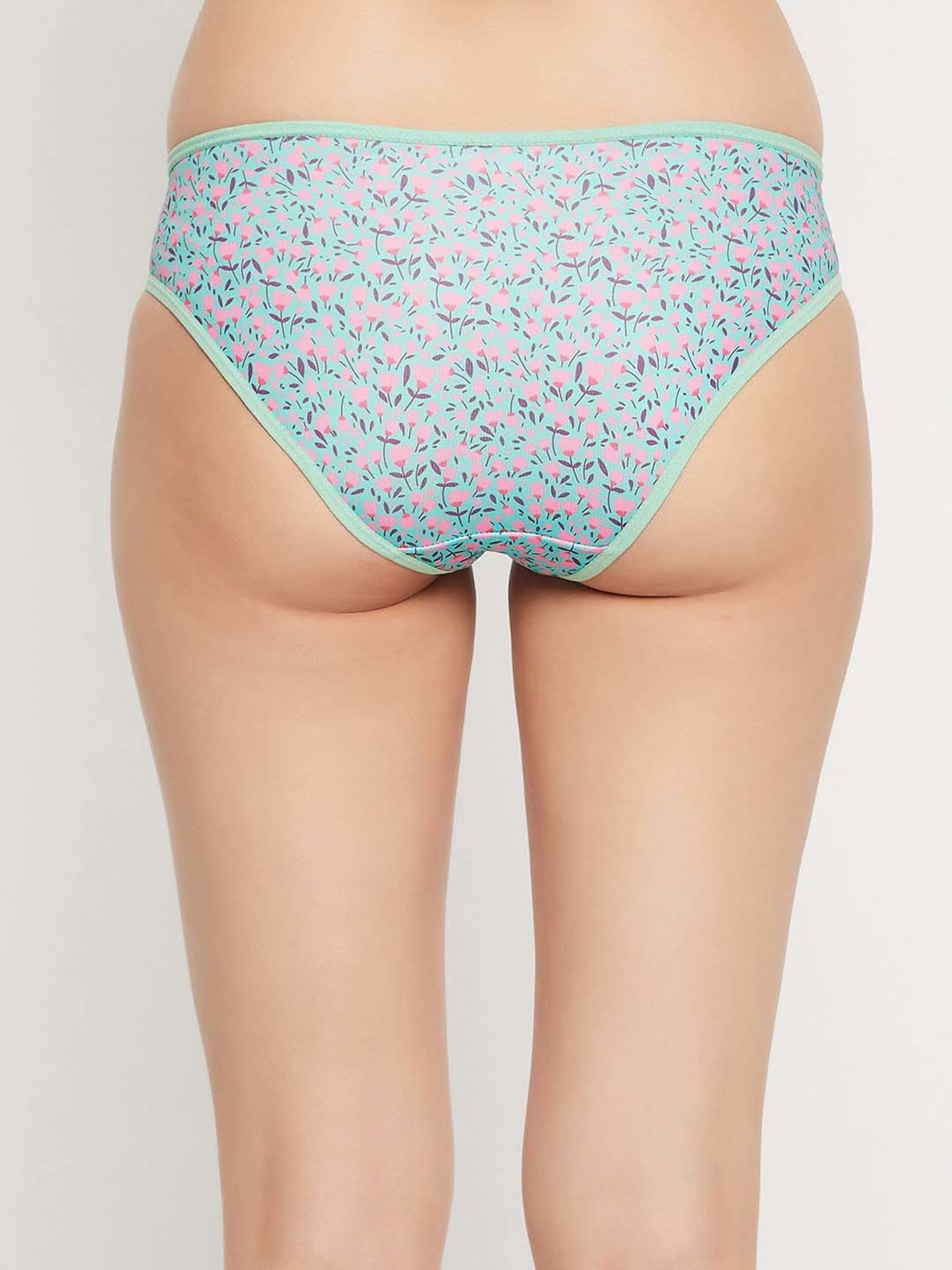 Clovia Green Floral Print Bikini Panty