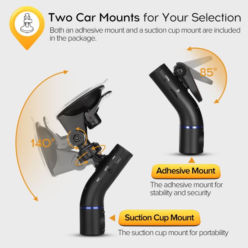 Dual 1080P Dash Cam Front and Inside, Blueskysea B2W Dashcam HD Double Rotatable Lens Driving Recorder Camera With IR Night Vision 2'' Screen 32GB SD Card For Uber Rideshare Lyft Car Driver