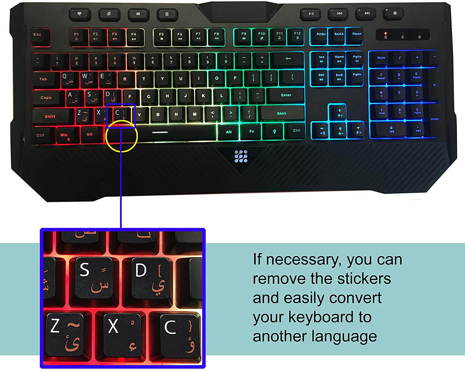 Hebrew Keyboard Stickers Replacement White/Orange Lettering Black Background for MacBook Air Pro Computer Laptop Desktop PC Mac English Ergonomic, Unit Size: 0.47x0.47 (Matte)