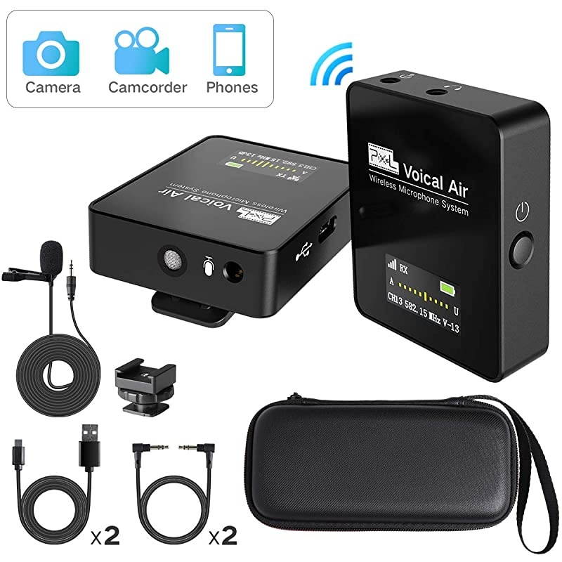 Wireless Lavalier Microphone Compact Wireless Microphone System Transmitter and Receiver for CameraSmartphonesDSLRMirrorless and Video CamerasMobile Devices YouTube Facebook Live