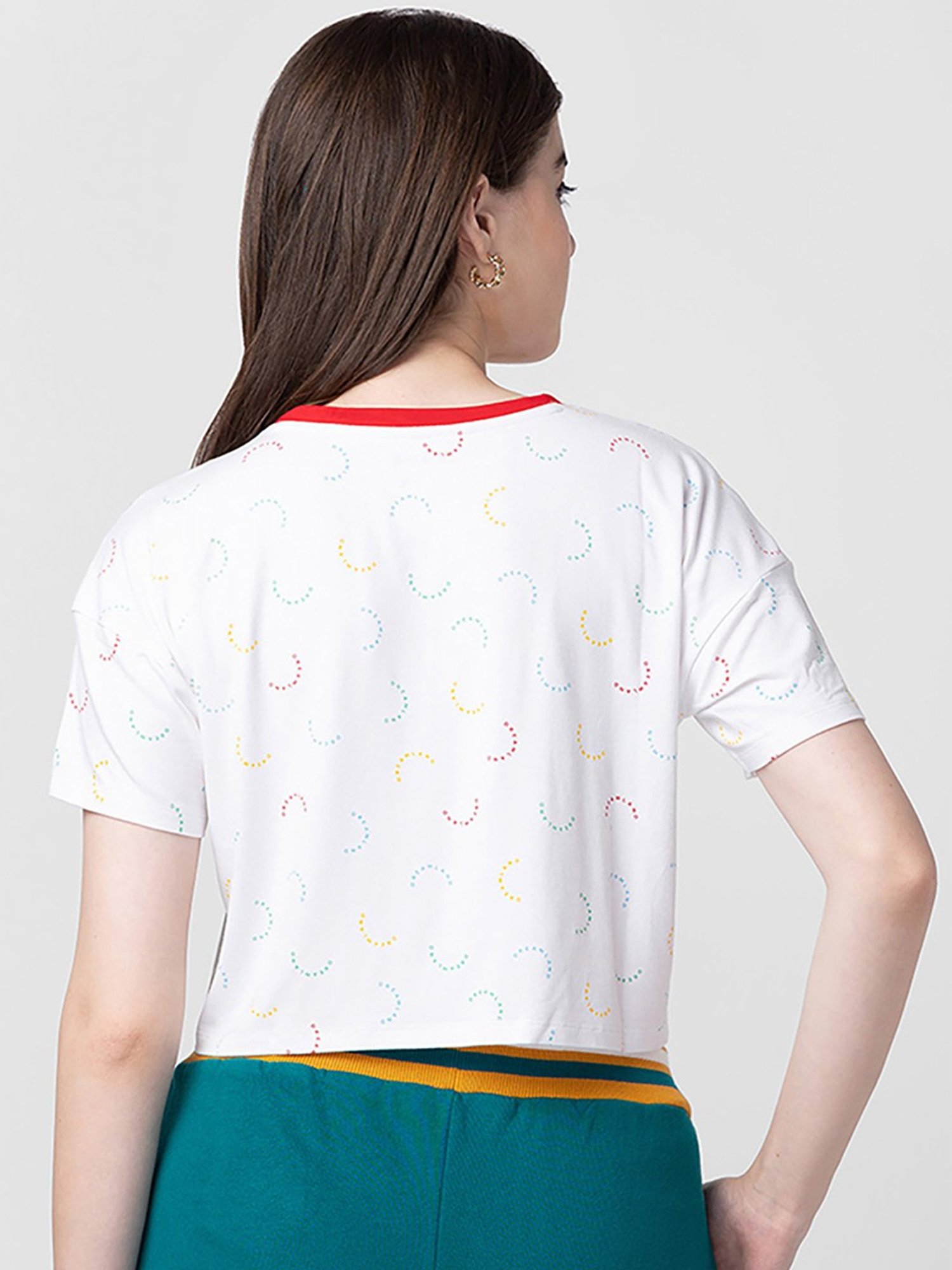 Spykar White Cotton Printed Top