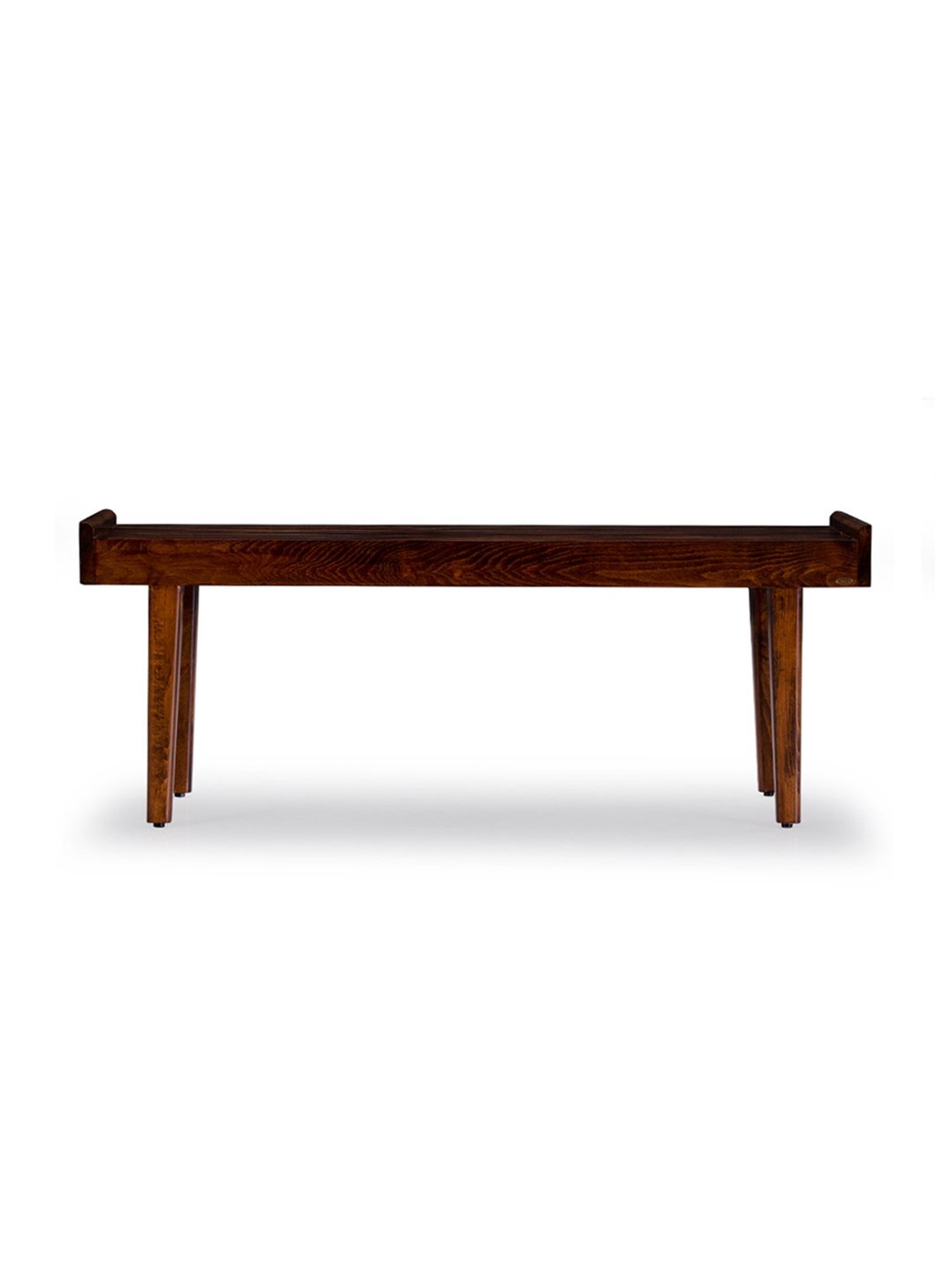 Durian Elmer Mid-Century Modern Dark Brown Solid Wood Bench