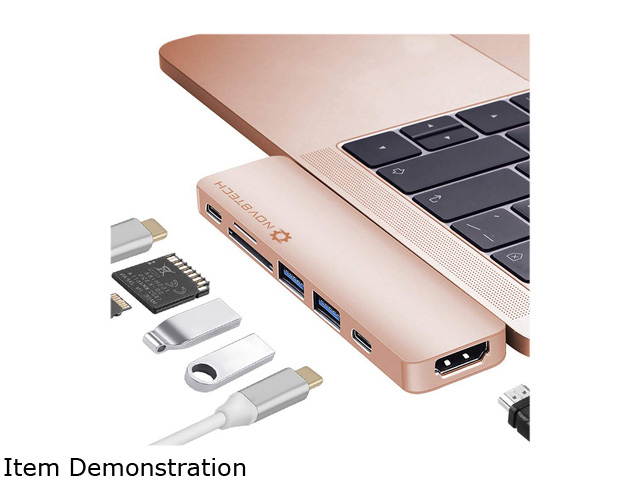 NOV8Tech USB C Hub Docking Station for MacBook Pro 2019-16 and MacBook Air 2019-18 7 in 2, 4K HDMI, Thunderbolt 3 100W PD Charger 40GBps Data, 2xUSB 3.0, USB 3.1 C 5GBps, SD/MicroSD Card Reader 7 in 1