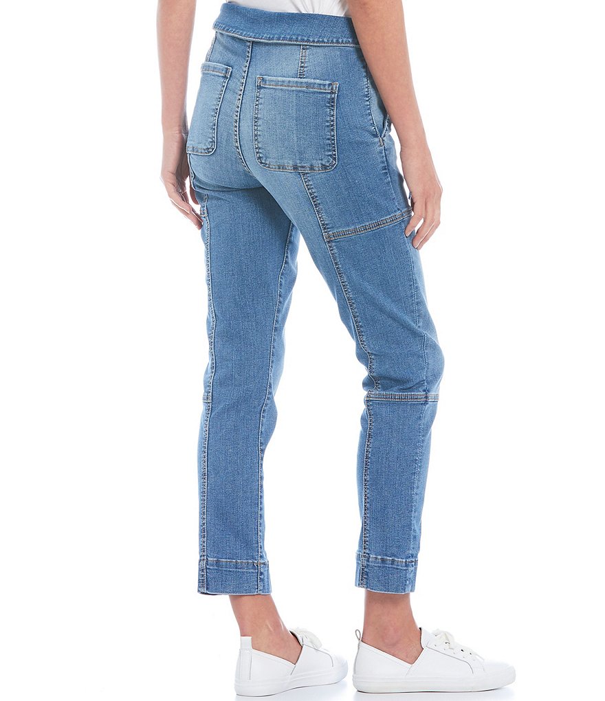 KUT from the KLOTH Reese High Rise Self Tie Belt Straight Leg Paneled Ankle Jeans