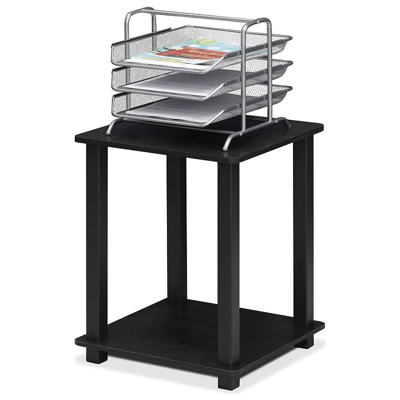 Furinno Furniture Simplistic Wooden Sturdy Square Flat Top Indoor Home Decor End Tables for Bedrooms and Living Rooms, Black (2 Pack)