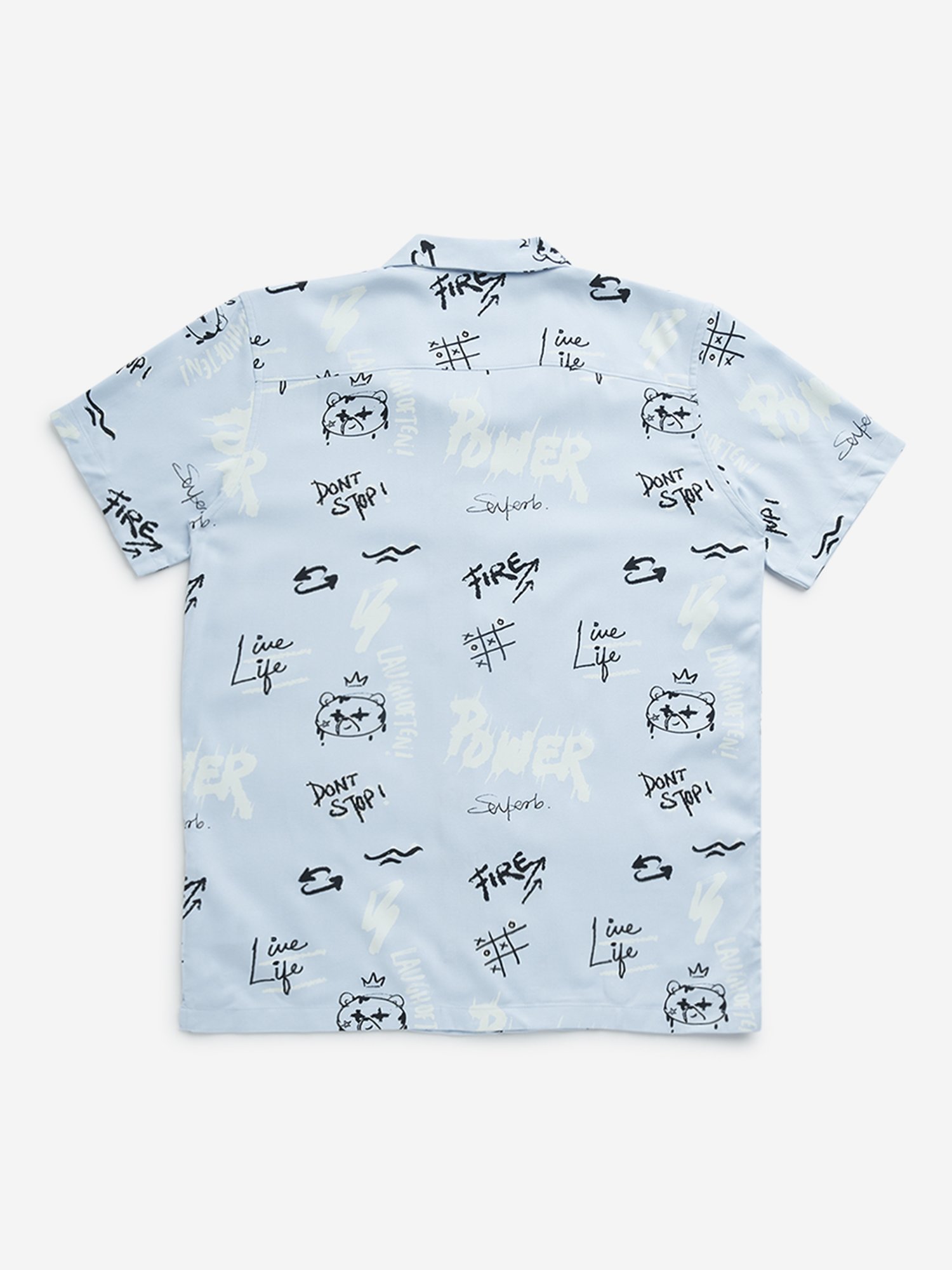 Y&F Kids by Westside Blue Abstract Design Resort-Fit Shirt