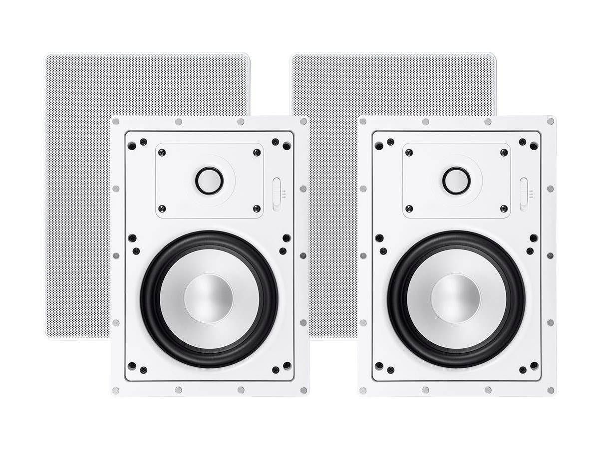 Monoprice 2-Way Architectural Aluminum In-Wall Speakers - 6.5 Inch (Pair) With Micro Ceramic Composite Tweeter - Sycamore Series