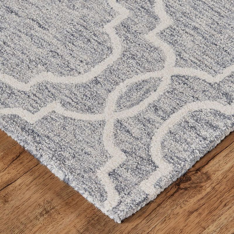 8'x10' Rectangle Hand Made Tufted Ogee Wool Area Rug Gray - Feizy