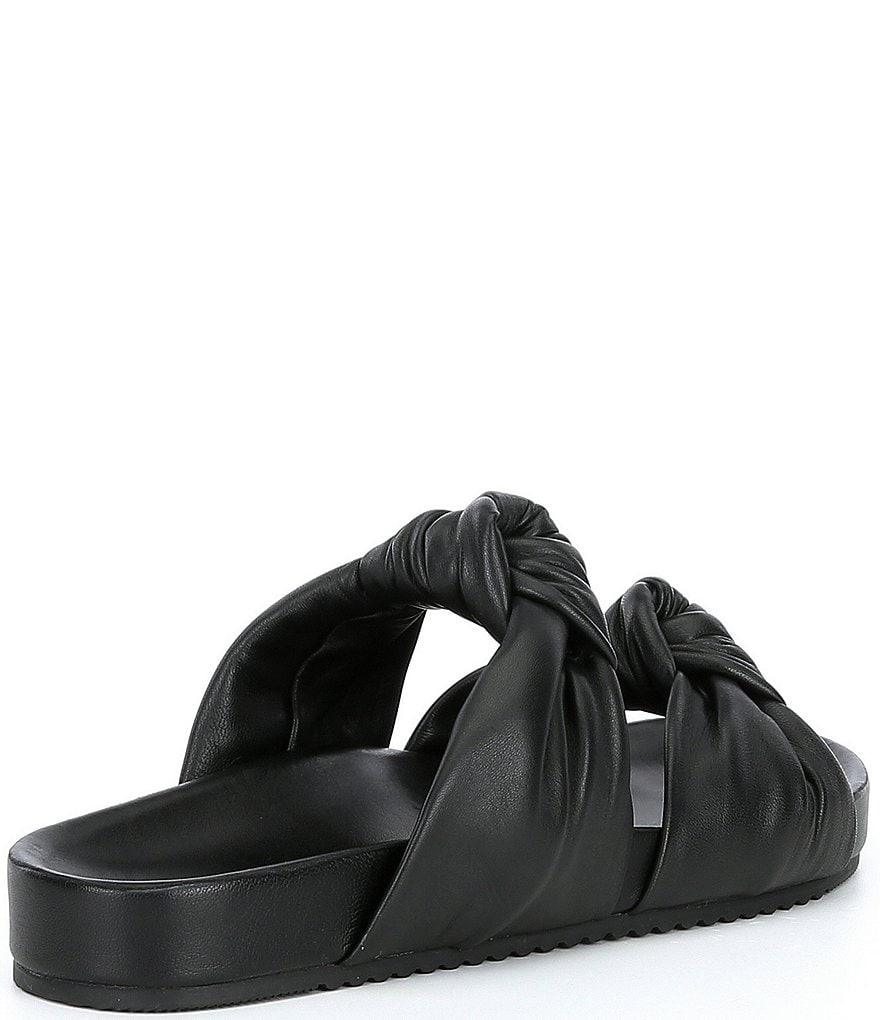 Antonio Melani Byrne Knotted Leather Footbed Slide Sandals