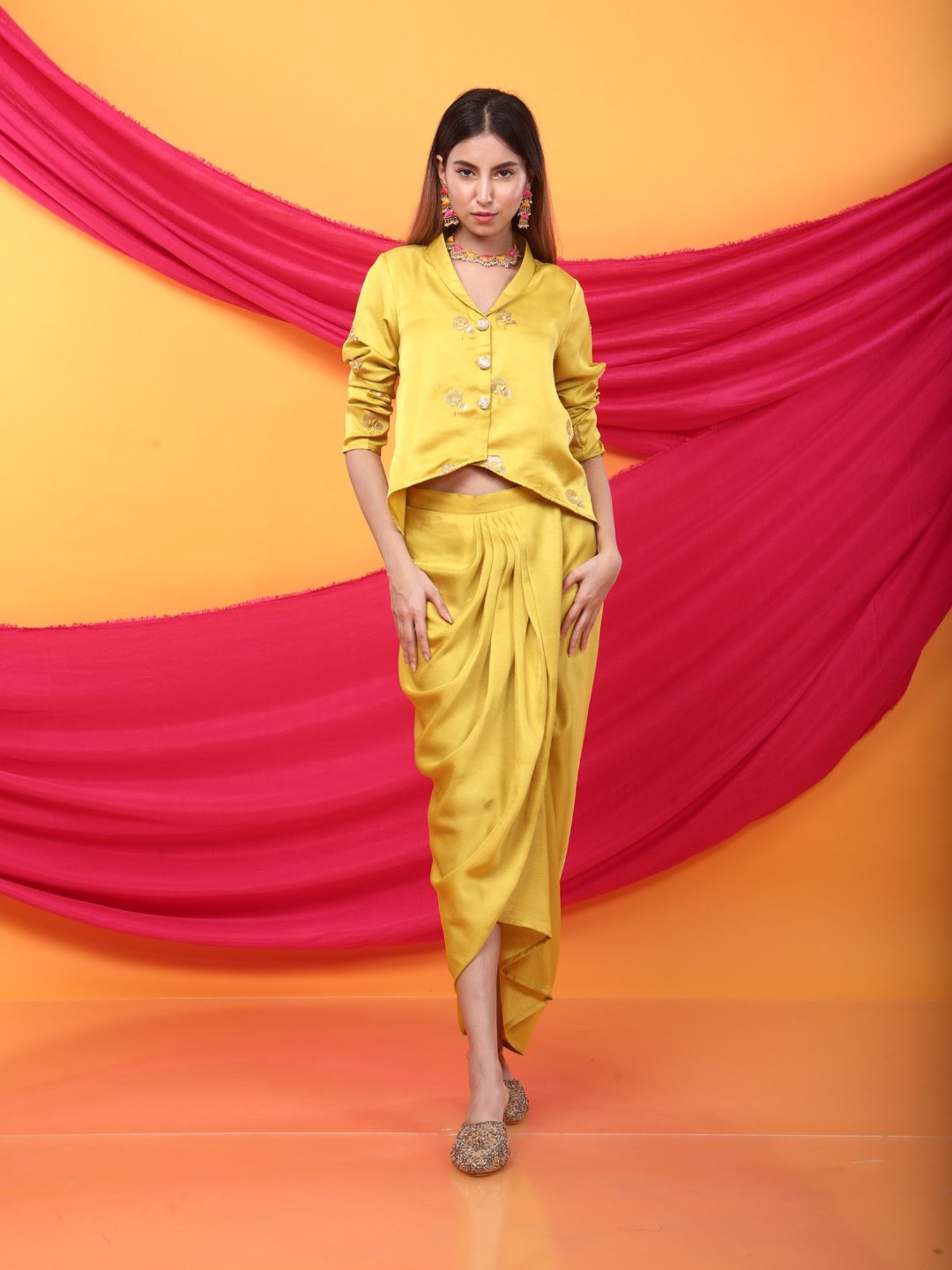 Monk & Mei Gulabo Dhoti -Canary Yellow