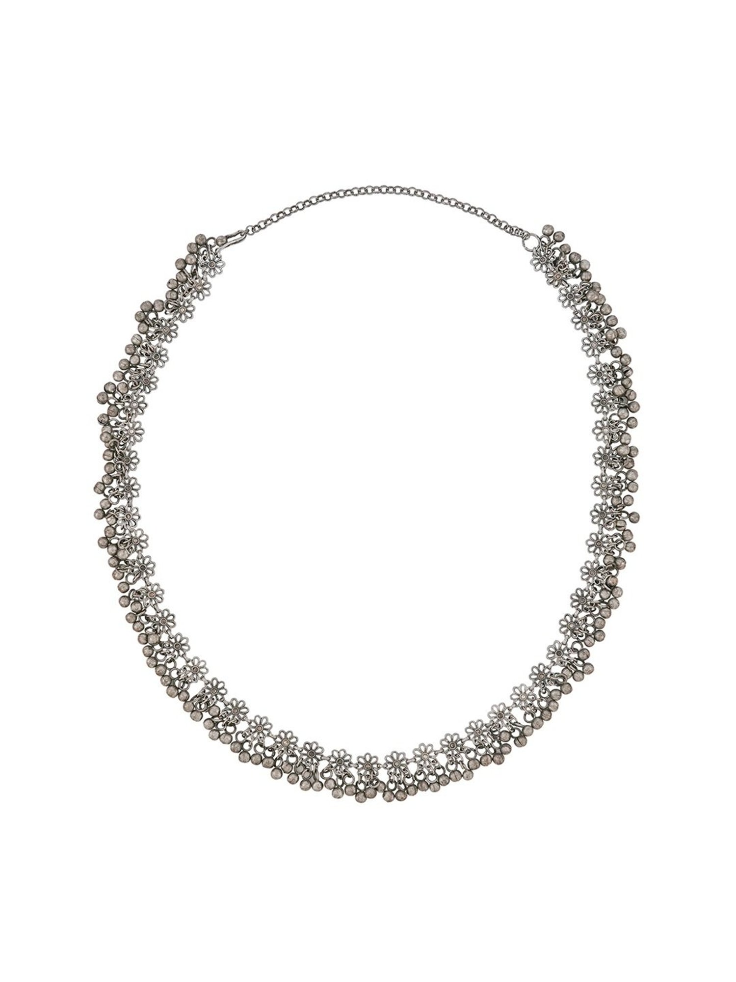 Teejh Lata Ghungroo Silver Waistband for Women