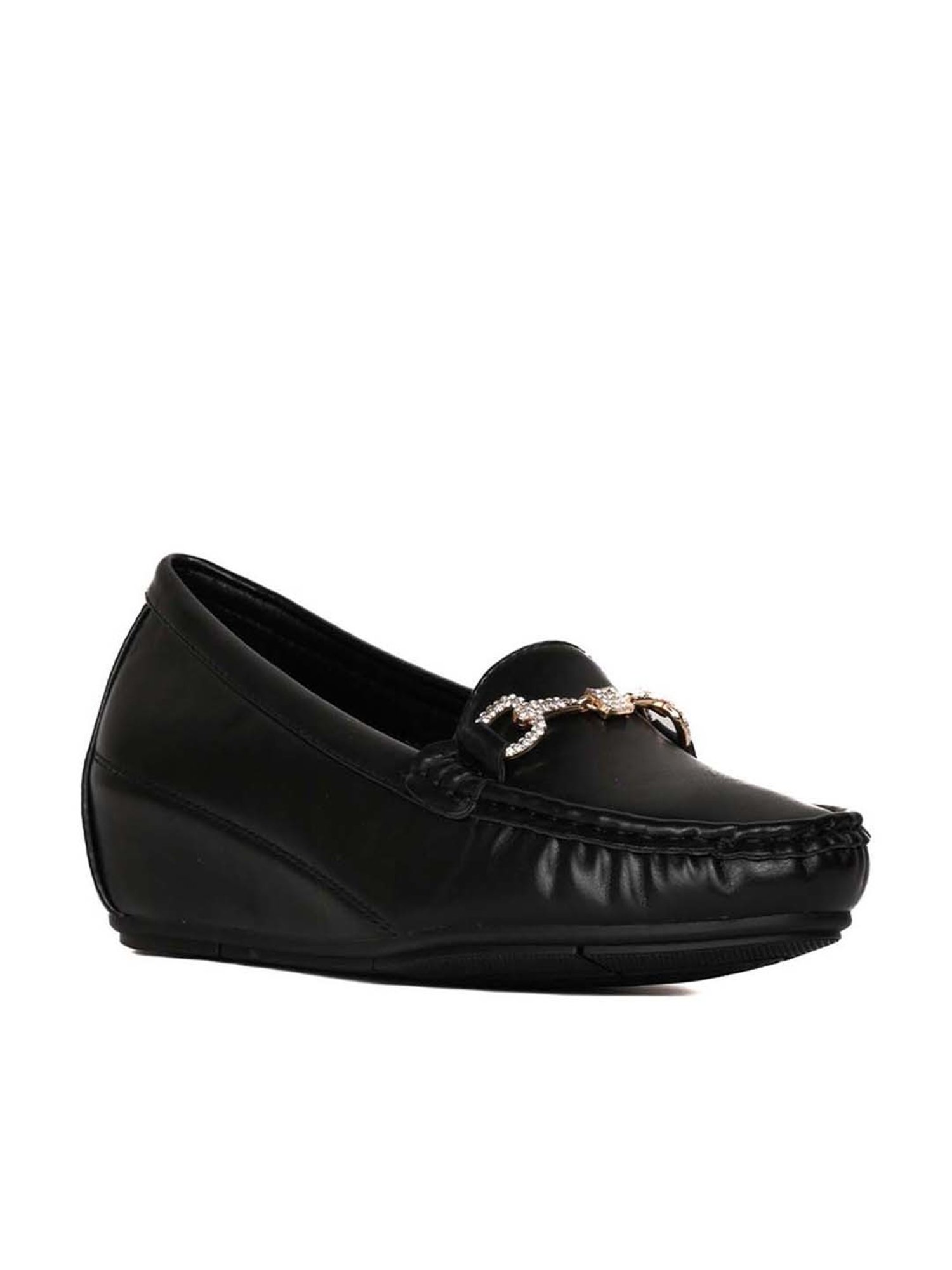 Jove Women's Black Casual Loafers