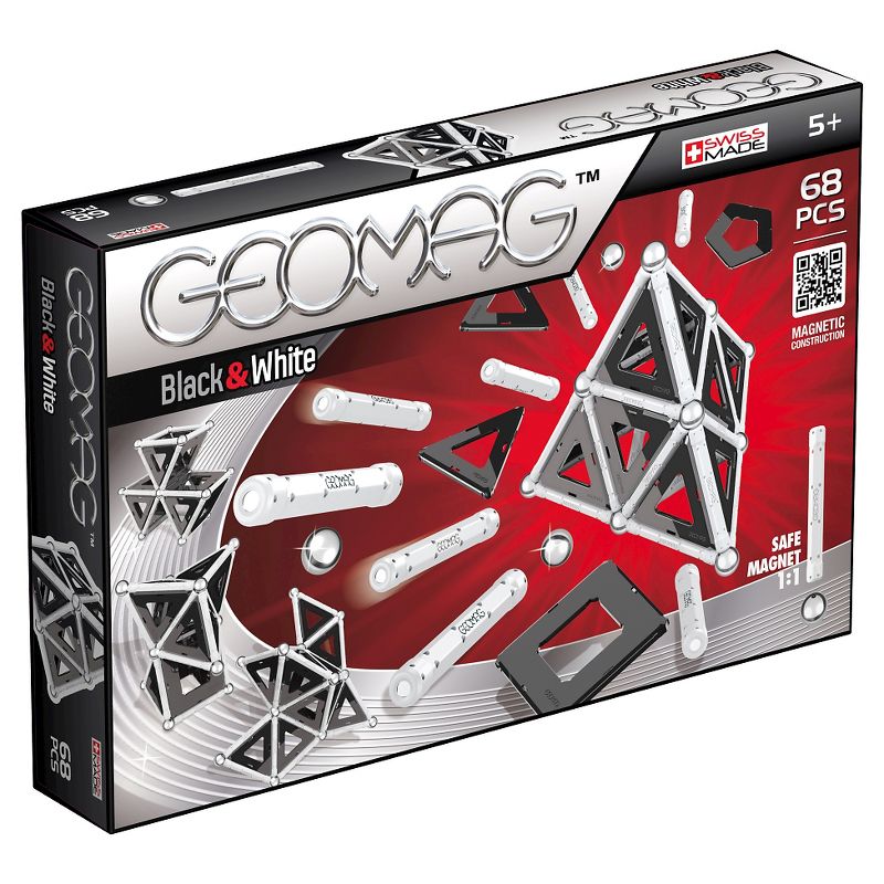 Geomag Black & White Construction Set with Assorted Panels - 68 Piece