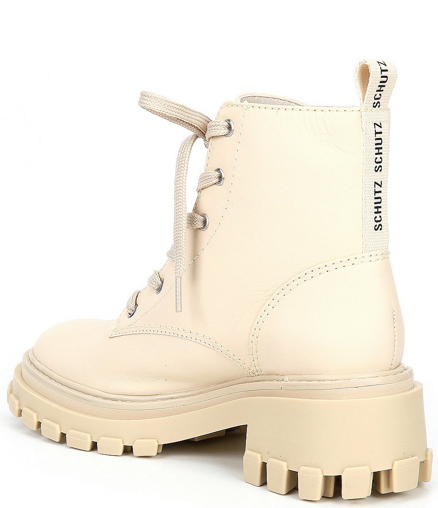 Schutz Orly Leather Lace-Up Combat Lug Sole Booties