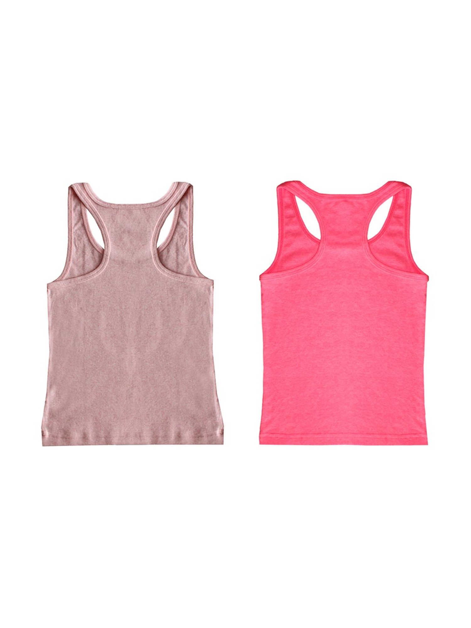 Kiddopanti Kids Black & Pink Solid Camisole (Pack Of 2)